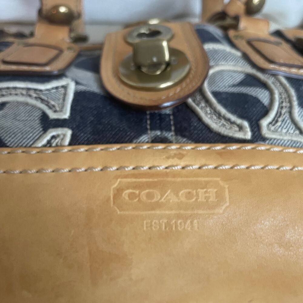 Rare Legacy Denim Lilly Satchel Turnlock Bag | Rainbow Legacy Lining, Vintage - Picture 9 of 13
